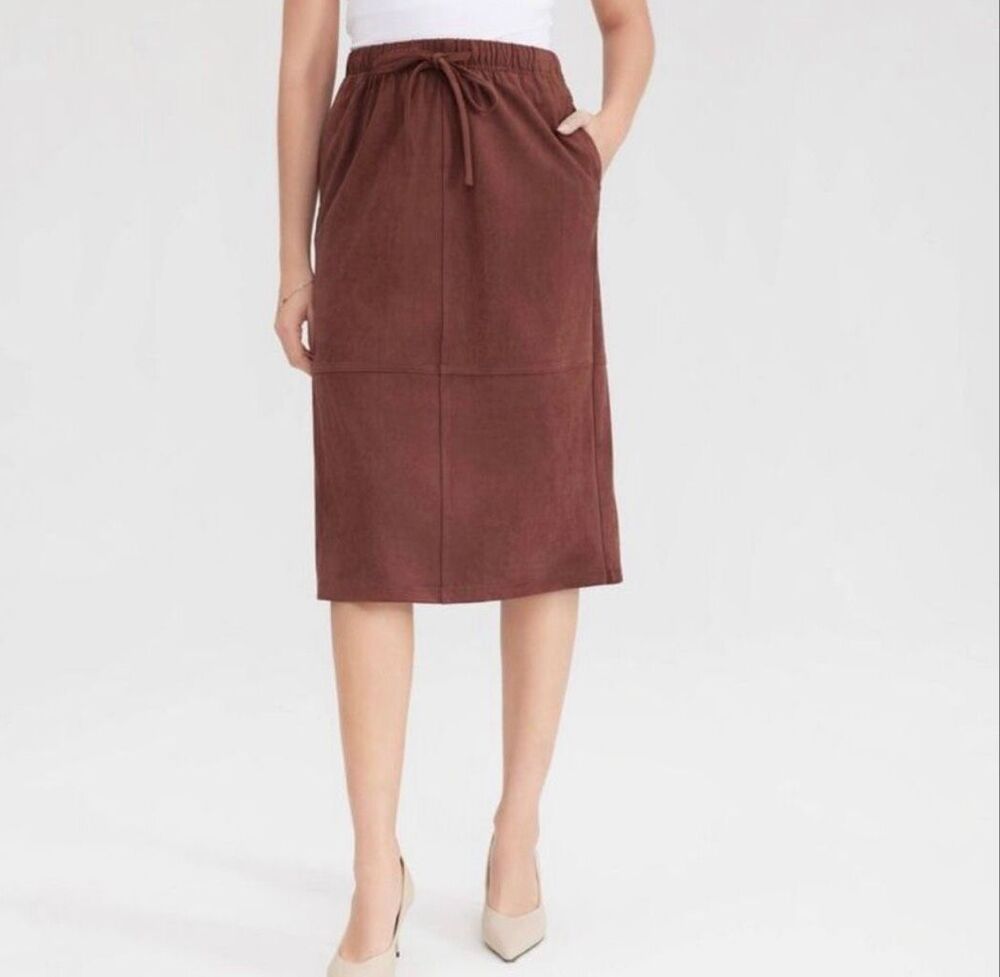 A New Day NWT faux suede brown skirt size small